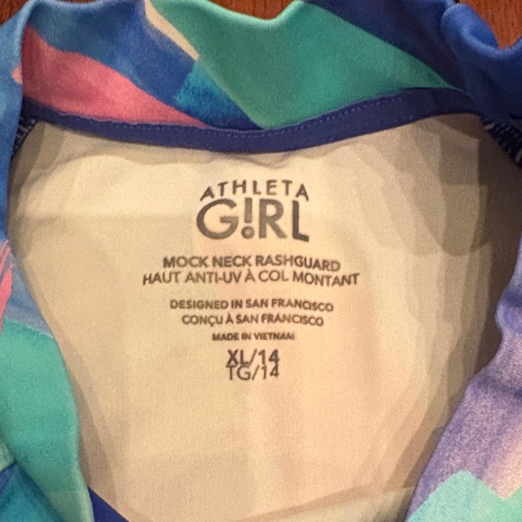 Athleta Girls Multi-Color Brushstroke Active Set - Blue, Pink, Teal - Picture 5 of 9